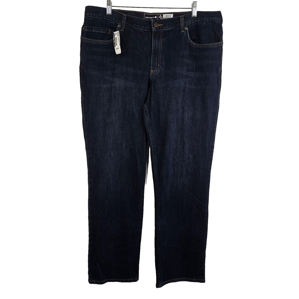 Carhartt Womens 18 Reg Rugged Flex Loose Fit Jeans Workwear Straight NWT